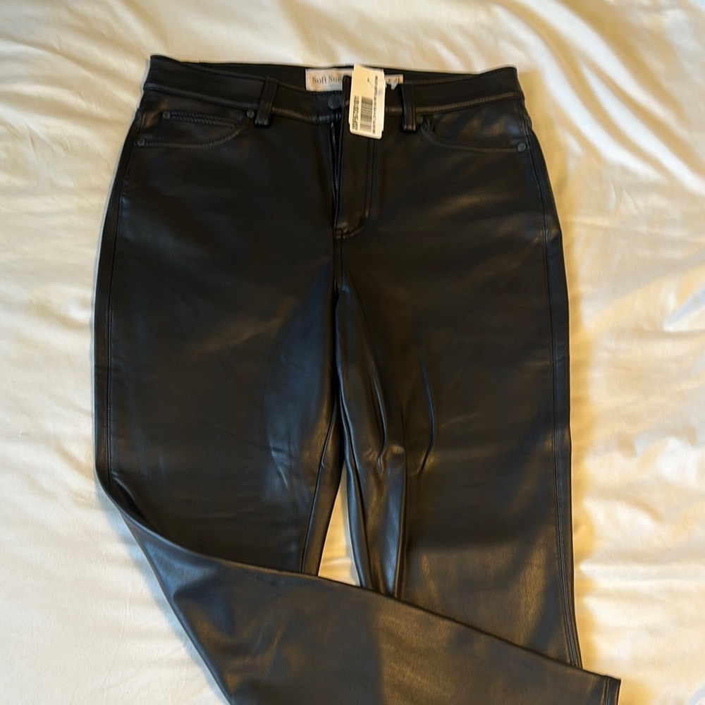 Soft Surroundings Black Feaux Leather Ankle Pants W 10